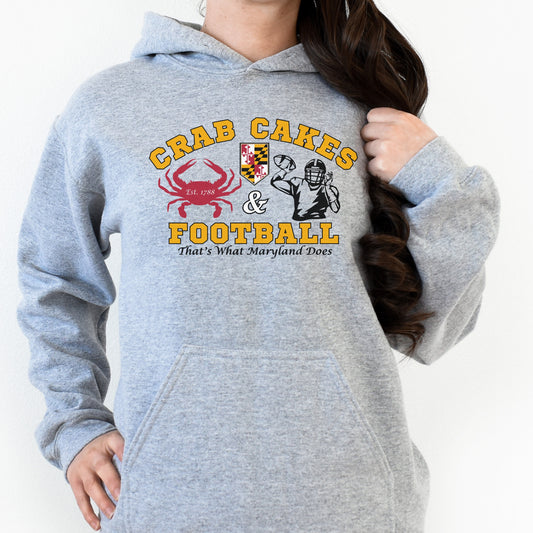 Crab Cakes & Football | Unisex Hooded Sweatshirt